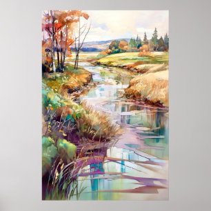 Land Landschaft Aquarellmalerei Poster