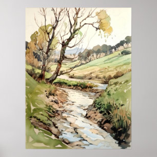 Land Landschaft Wasserfarbe Poster