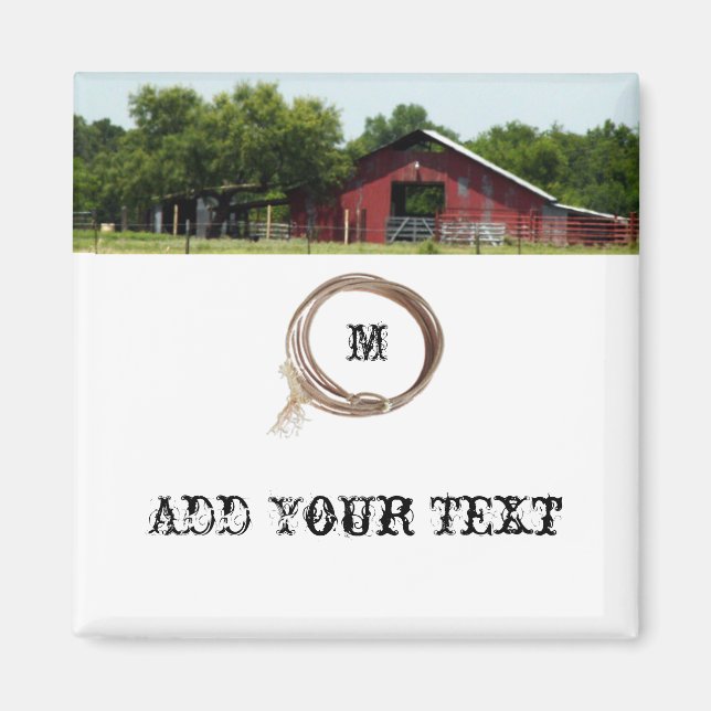 Land Lebend Roter Barn Lasso Magnet (Vorne)