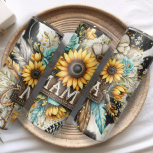 Land Mama Sunflower Kuh Glitzer Thermosbecher