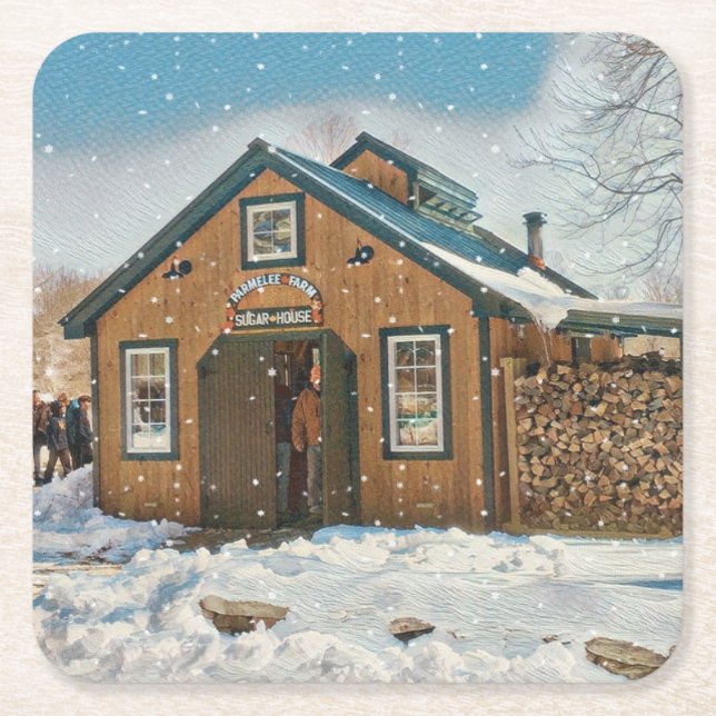 Land Maple Sugar House Rechteckiger Pappuntersetzer (Vorderseite)