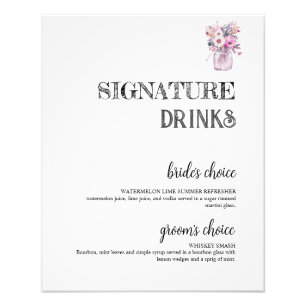 Land-Mason-Glas-Signatur-Drinks-Hochzeitsbar Fotodruck
