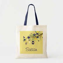 Land-Maurer-Glas-Marine-Blau-und Gelb-Tasche