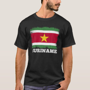 Land mit Vintagem Flags-Surinam, Rückseitenmarkier T-Shirt