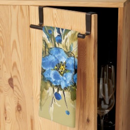 Land Moderne blaue Flora Geschirrtuch