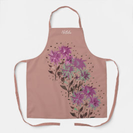 Land Moderne Lila Blüten Mit Monogramm Schürze