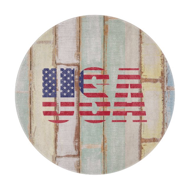 Land Not USA Flaggen Niedlich Rustikale Holzstämme Schneidebrett (Vorderseite)
