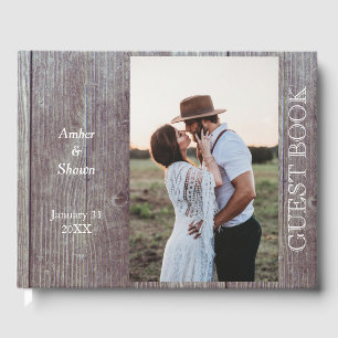 Land oder rustikales dunkles Holz Foto Hochzeit od Gästebuch