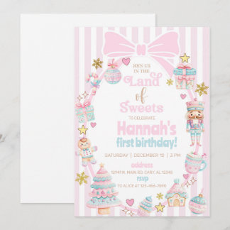 Land of Sweets girl Christmas birthday invite. Einladung