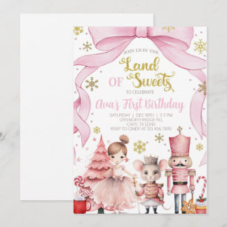 Land of Sweets nutcracker birthday invitation. Einladung