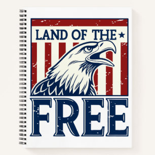 Land of the Free - Vintag USA Eagle Graphic Notizbuch