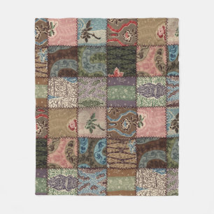 Land Patchwork Steppdecke, 3D Textur. Fleecedecke
