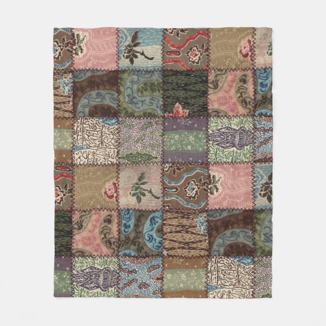 Land Patchwork Steppdecke, 3D Textur. Fleecedecke (Vorderseite)
