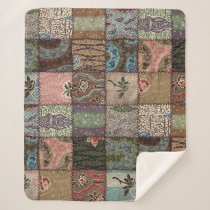 Land Patchwork Steppdecke, 3D Textur. Sherpadecke