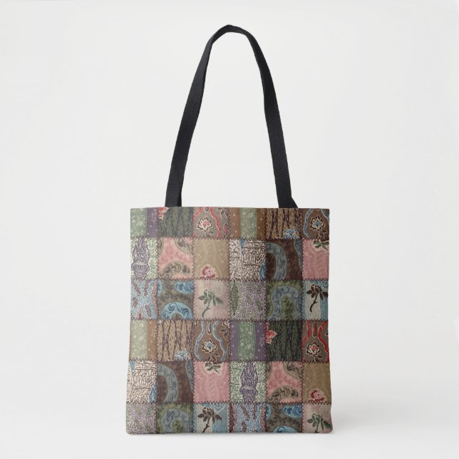 Land Patchwork Steppdecke, 3D Textur. Tasche (Vorderseite)