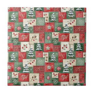 Land-Patchwork-Weihnachtsmuster Fliese