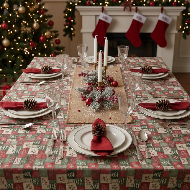 Land-Patchwork-Weihnachtsmuster Tischdecke (Von Creator hochgeladen)