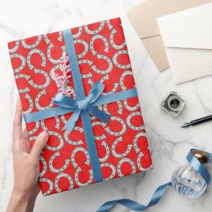 Land Pferd Hufeisen Muster Geschenkpapier