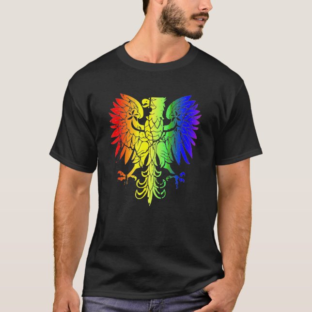 Land Polen Gay Pride Adler Polnischer Gay Pride T-Shirt (Vorderseite)