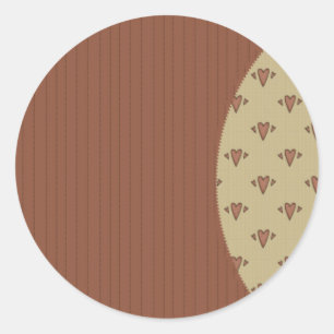 Land-Prim Brown-Streifen u. Herz-Aufkleber Runder Aufkleber