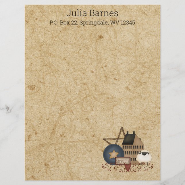 Land Primitive Senfgelbe Salbe und Dekoration Briefbogen (Vorderseite)