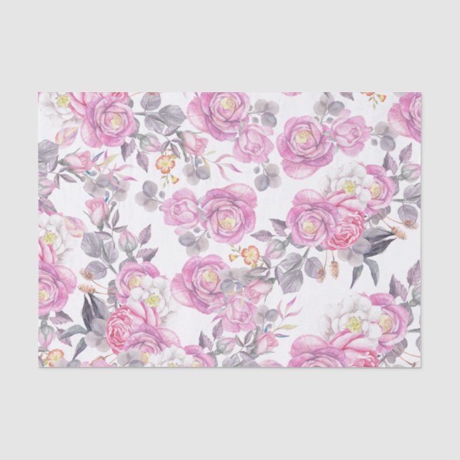 Land-Rosen-Blumen des Pastellrosas graue elegante Seidenpapier (Vorderseite)