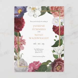Land-Rosen-Faux-Goldfolie - Hochzeitseinladung vor Postkarte