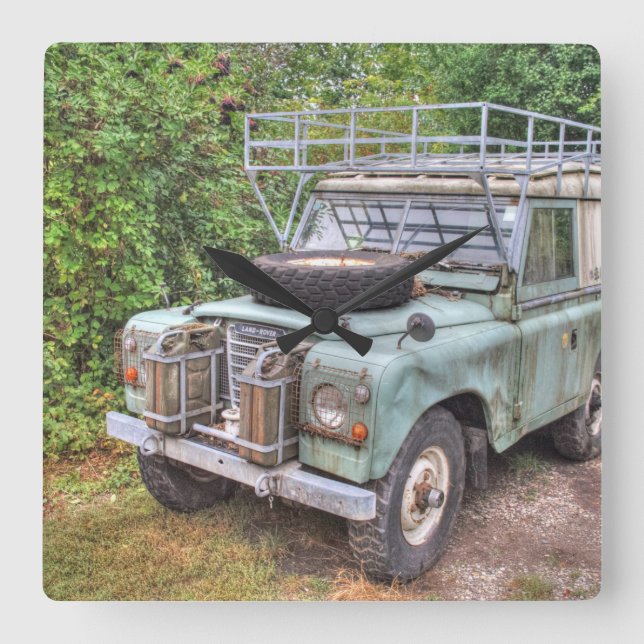 Land Rover Reihe III 109 Quadratische Wanduhr (Vorderseite)