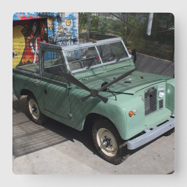 Land Rover Series II SWB Quadratische Wanduhr (Vorderseite)