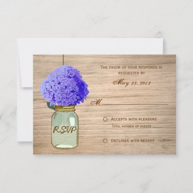 Land Rustic Mason Jar CornFlower Blue UAWG RSVP Karte (Vorderseite)