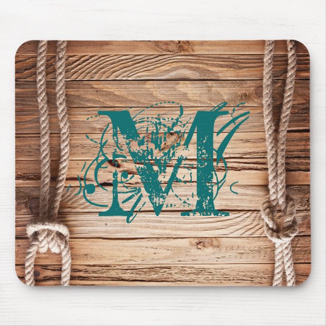 Land Rustic Wood Monogram Initial Mouse Pad Mousepad (Vorne)