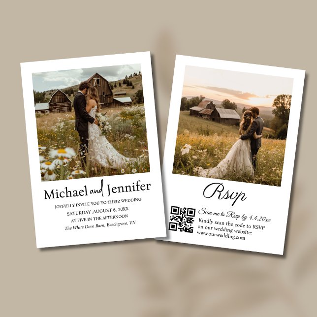 Land rustikale 2 Fotos qr Code uAwg Hochzeit Einladung (Von Creator hochgeladen)
