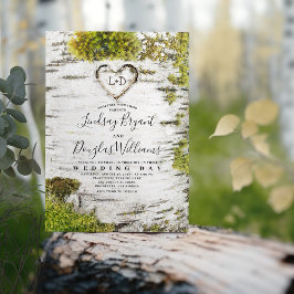 Land Rustikale Birkenbaum Hochzeit im Herbst Einladung