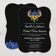 Land Rustikale Flora Antler Hochzeit Einladung