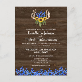 Land Rustikale Flora Antler Hochzeit Einladung Postkarte