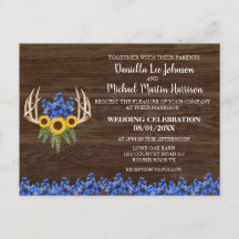 Land Rustikale Flora Antler Hochzeit Einladung