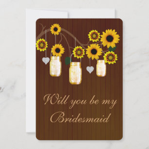 Land Rustikale Gelbe Mason Jars Bridesmaid Card Einladung