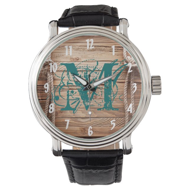 Land Rustikale Holzrost Nautic Knot Watch Armbanduhr (Vorderseite)