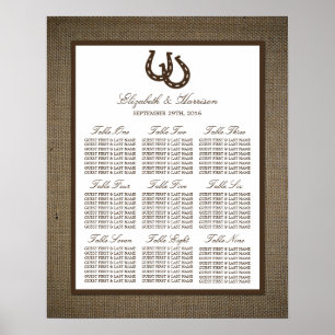 Land Rustikale Hufeisen auf Burlap-Hochzeit Poster