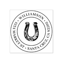 Land Rustikale Hufeisen Rücksendeadresse Gummistempel