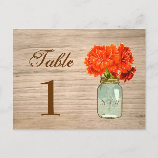 Land Rustikale Mason Jar Blume Tischnummer (Vorderseite)