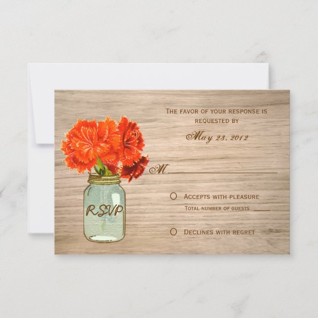 Land Rustikale Mason Jar Blume UAWG RSVP Karte (Vorderseite)
