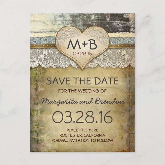 Land rustikale Save the Date Postkarten (Vorderseite)
