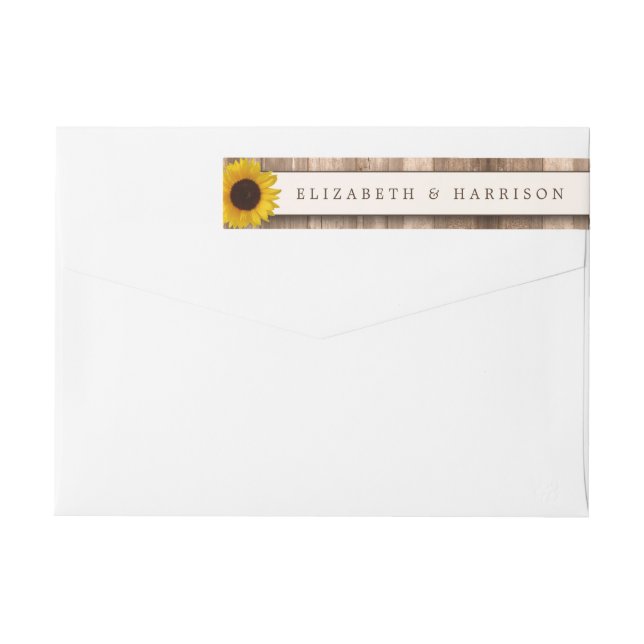 Land Rustikale Sonnenblumen & Braun-Holz Hochzeit (Rückseite)