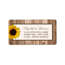 Land Rustikale Sonnenblumen & Braun-Holz Hochzeit Adressaufkleber