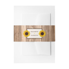 Land Rustikale Sonnenblumen & Braun-Holz Hochzeit Einladungsbanderole