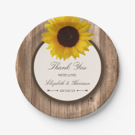 Land Rustikale Sonnenblumen & Braun-Holz Hochzeit Pappteller