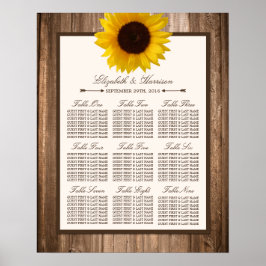 Land Rustikale Sonnenblumen & Braun-Holz Hochzeit Poster