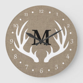 Land Rustikale Weiße Hirsche Antler Große Wanduhr