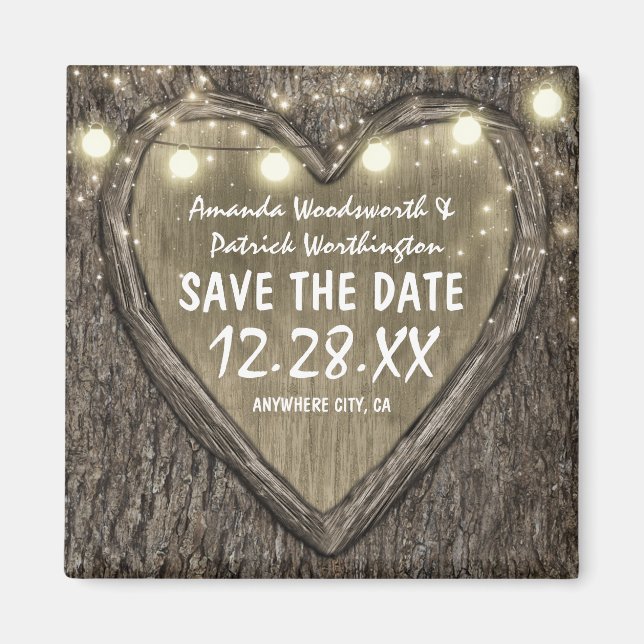 Land Rustikaler Eichenbaum Save the Date Magnet (Vorne)